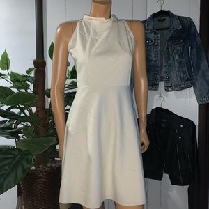 Cream mock neck A-line dress